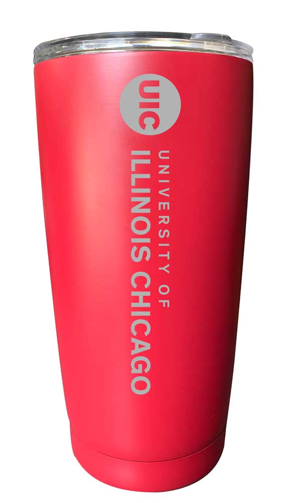 University of Illinois at Chicago NCAA Laser-Engraved Tumbler - 16oz Stainless Steel Insulated Mug Choose Your Color