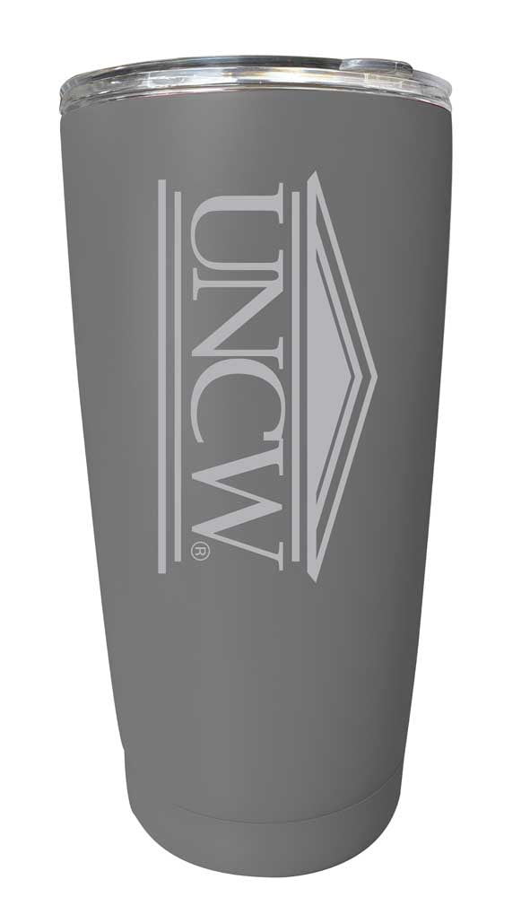 North Carolina Wilmington Seahawks Etched 16 oz Stainless Steel Tumbler (Gray)