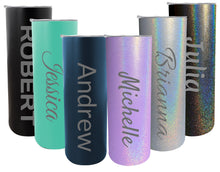 Load image into Gallery viewer, Customizable Engraved 20 oz Insulated Stainless Steel Skinny Tumbler Personalized with Custom Text or Name
