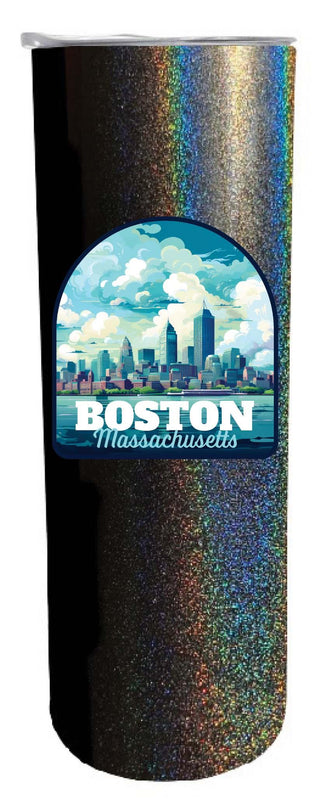 Boston Massachusetts A Souvenir 20 oz Insulated  Skinny Tumbler  Glitter