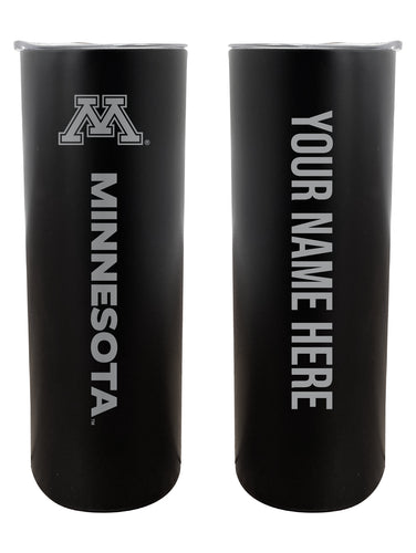 Minnesota Gophers Etched Custom NCAA Skinny Tumbler - 20oz Personalized Stainless Steel Insulated Mug