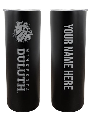 Minnesota Duluth Bulldogs Etched Custom NCAA Skinny Tumbler - 20oz Personalized Stainless Steel Insulated Mug