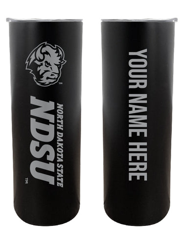 North Dakota State Bison Etched Custom NCAA Skinny Tumbler - 20oz Personalized Stainless Steel Insulated Mug