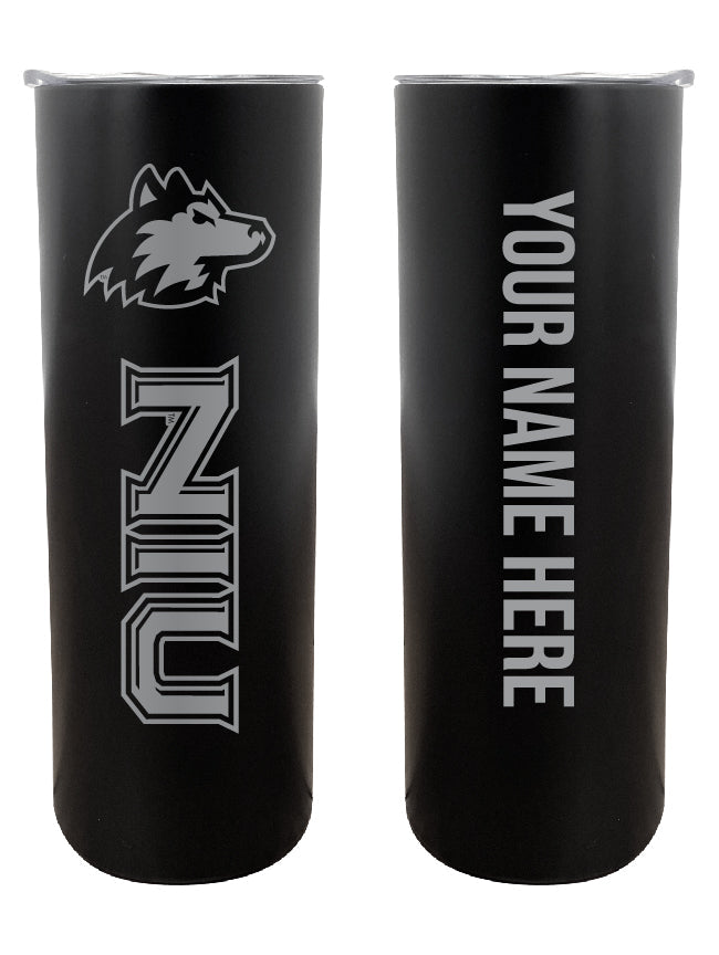 Northern Illinois Huskies Etched Custom NCAA Skinny Tumbler - 20oz Personalized Stainless Steel Insulated Mug