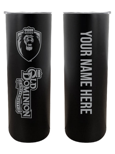 Old Dominion Monarchs Etched Custom NCAA Skinny Tumbler - 20oz Personalized Stainless Steel Insulated Mug