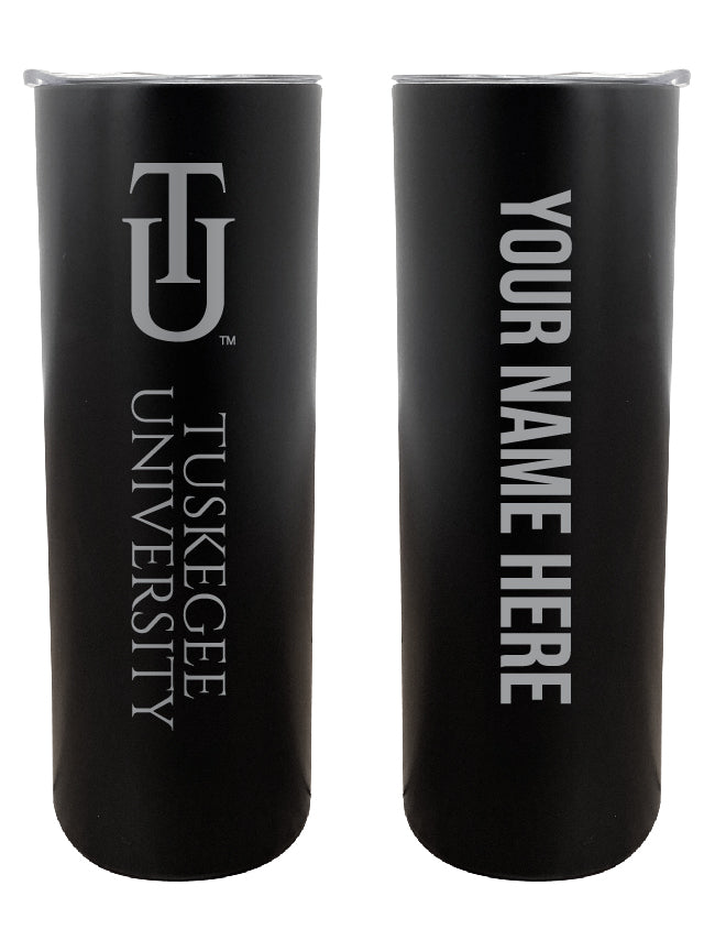 Tuskegee University Etched Custom NCAA Skinny Tumbler - 20oz Personalized Stainless Steel Insulated Mug