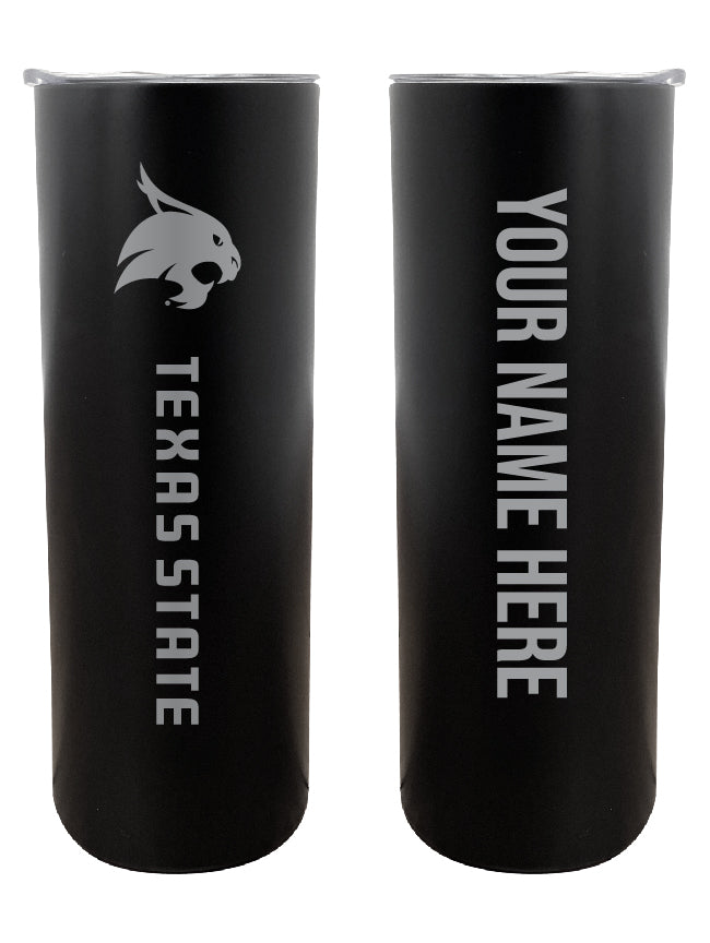 Texas State Bobcats 20 oz Customizable Insulated Stainless Steel Skinny Tumbler