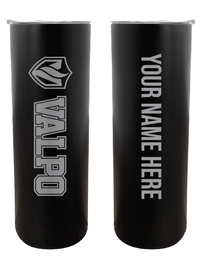 Valparaiso University Etched Custom NCAA Skinny Tumbler - 20oz Personalized Stainless Steel Insulated Mug