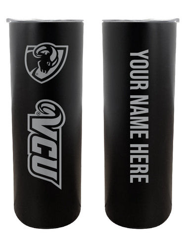 Virginia Commonwealth Etched Custom NCAA Skinny Tumbler - 20oz Personalized Stainless Steel Insulated Mug
