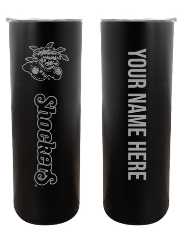 Wichita State Shockers Etched Custom NCAA Skinny Tumbler - 20oz Personalized Stainless Steel Insulated Mug