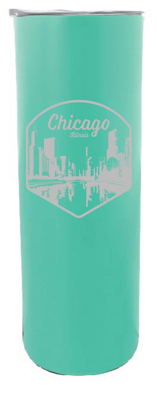 Chicago Illinois Souvenir 20 oz Engraved Insulated  Skinny Tumbler