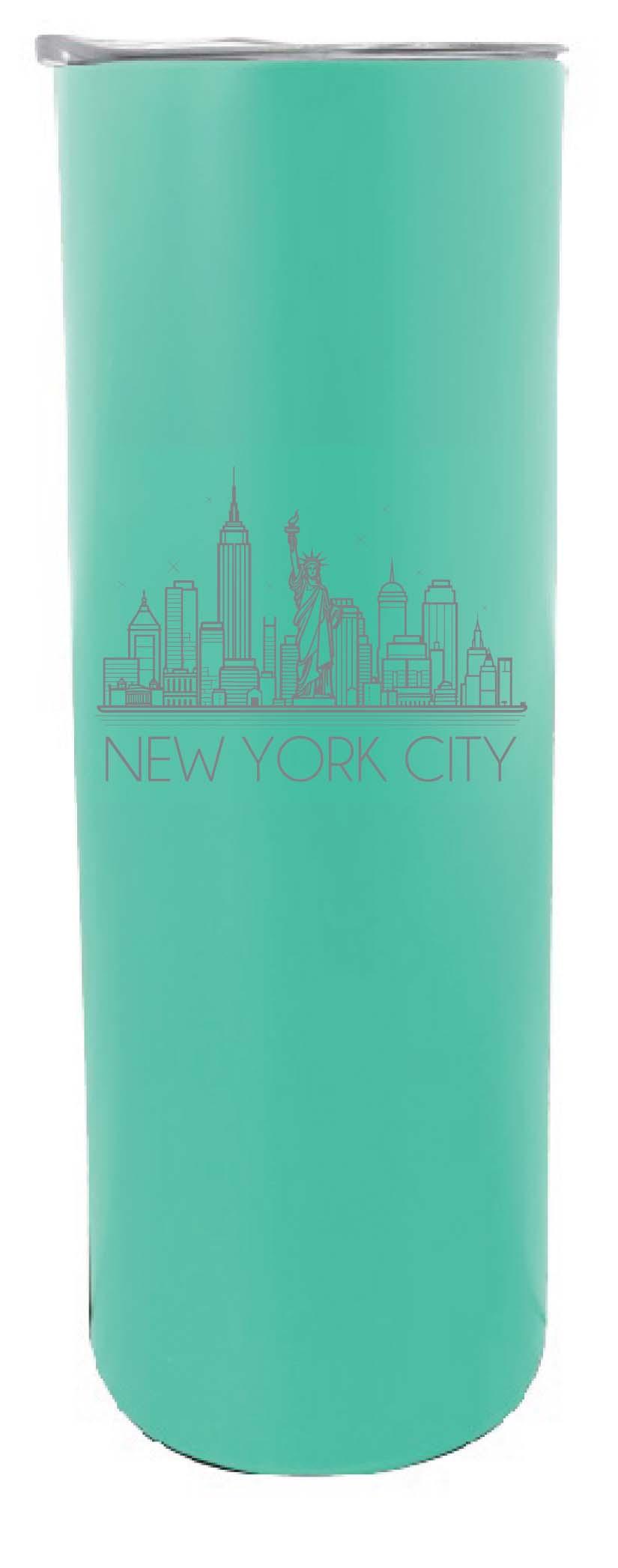 New York City Souvenir 20 oz Engraved Insulated  Skinny Tumbler  Glitter