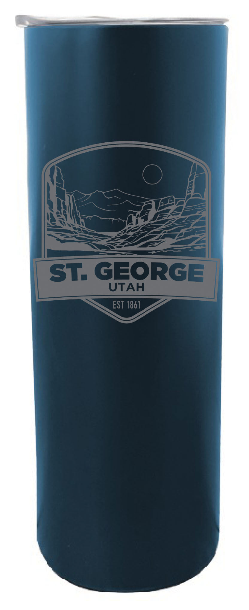St. George Utah Souvenir 20 oz Engraved Insulated Stainless Steel Skinny Tumbler
