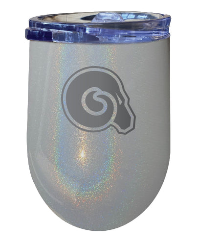 Albany State University NCAA Laser-Etched Wine Tumbler - 12oz Rainbow Glitter Gray Stainless Steel Insulated Cup