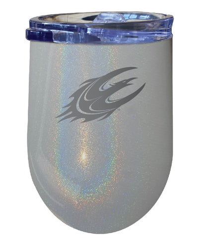 Elon University NCAA Laser-Etched Wine Tumbler - 12oz Rainbow Glitter Gray Stainless Steel Insulated Cup