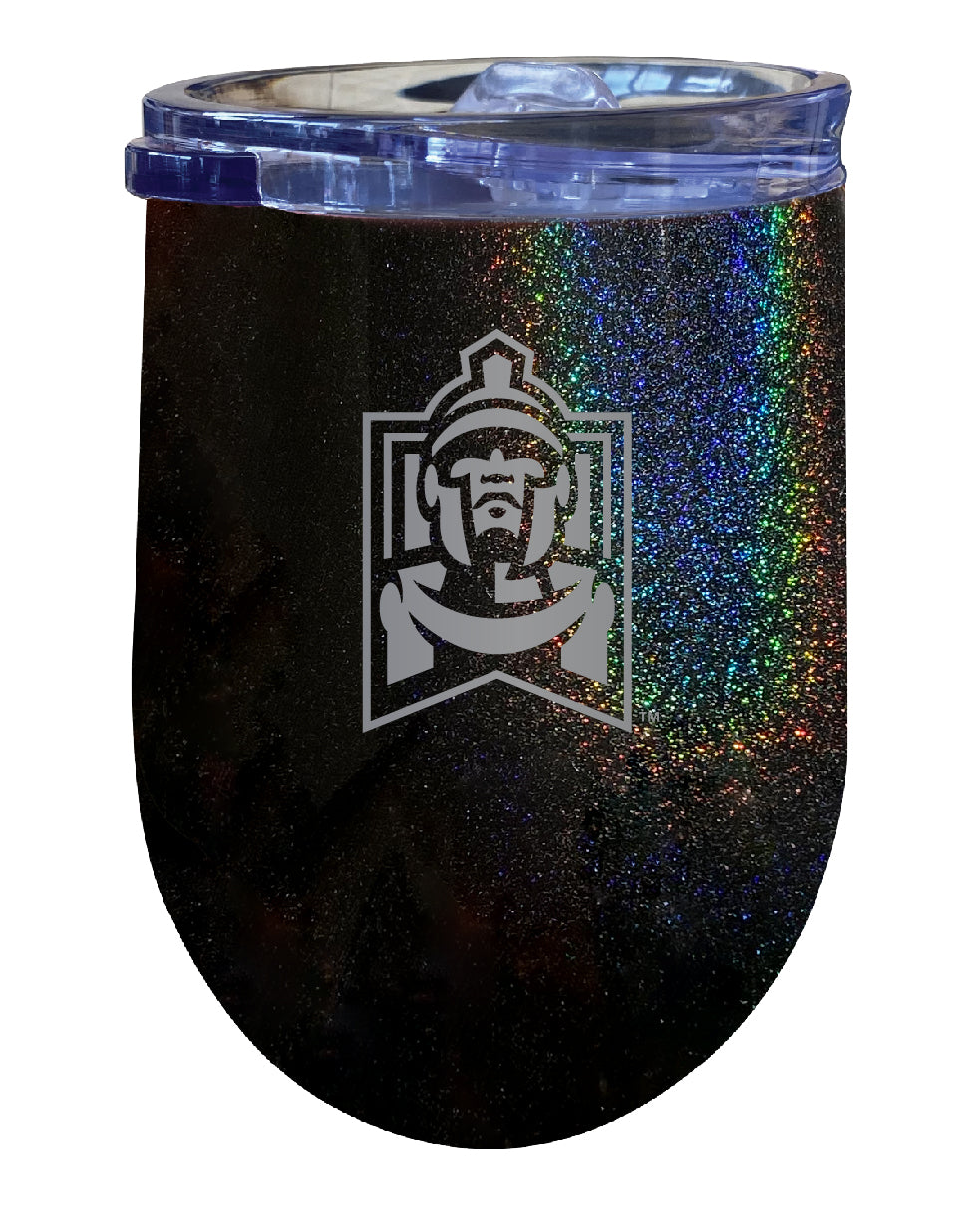 East Stroudsburg University 12 oz Laser Etched Insulated Wine Stainless Steel Tumbler Rainbow Glitter Black