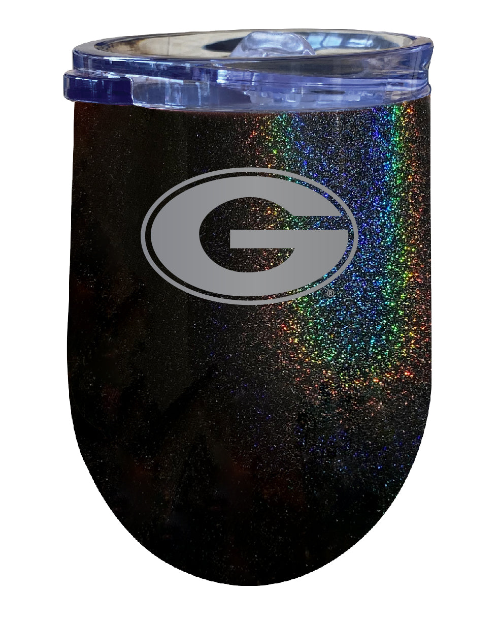 Grambling State Tigers 12 oz Laser Etched Insulated Wine Stainless Steel Tumbler Rainbow Glitter Black
