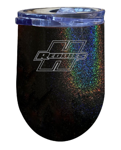 Henderson State Reddies NCAA Laser-Etched Wine Tumbler - 12oz Rainbow Glitter Black Stainless Steel Insulated Cup