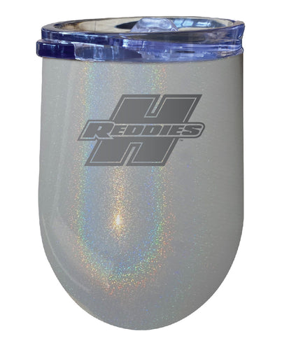 Henderson State Reddies NCAA Laser-Etched Wine Tumbler - 12oz Rainbow Glitter Gray Stainless Steel Insulated Cup