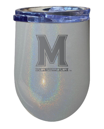 Maryland Terrapins NCAA Laser-Etched Wine Tumbler - 12oz Rainbow Glitter Gray Stainless Steel Insulated Cup