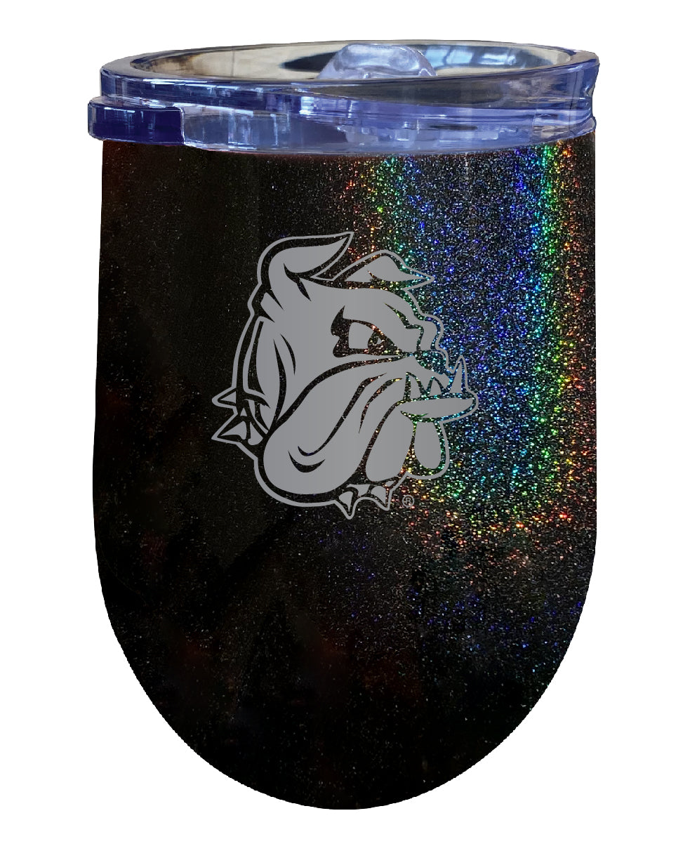 Minnesota Duluth Bulldogs 12 oz Laser Etched Insulated Wine Stainless Steel Tumbler Rainbow Glitter Black