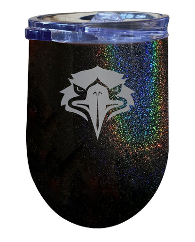 Morehead State University NCAA Laser-Etched Wine Tumbler - 12oz Rainbow Glitter Black Stainless Steel Insulated Cup