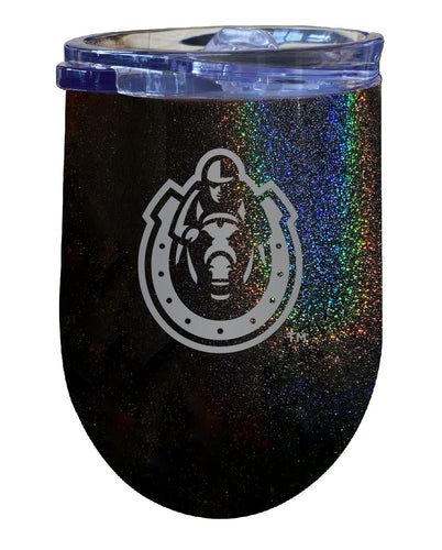 Murray State University NCAA Laser-Etched Wine Tumbler - 12oz Rainbow Glitter Black Stainless Steel Insulated Cup