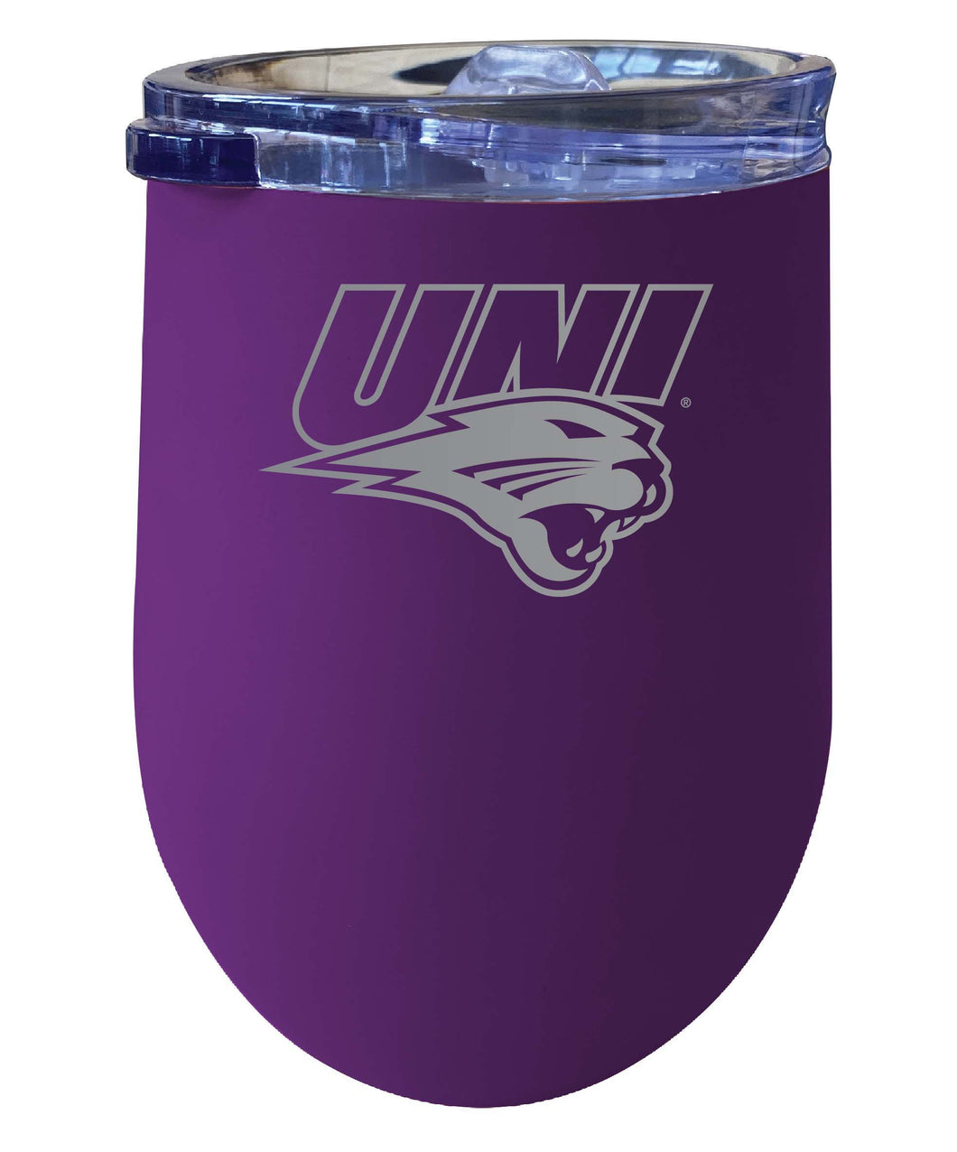 Northern Iowa Panthers 12 oz Etched Insulated Wine Stainless Steel Tumbler Purple