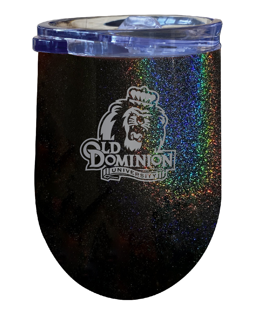 Old Dominion Monarchs 12 oz Laser Etched Insulated Wine Stainless Steel Tumbler Rainbow Glitter Black