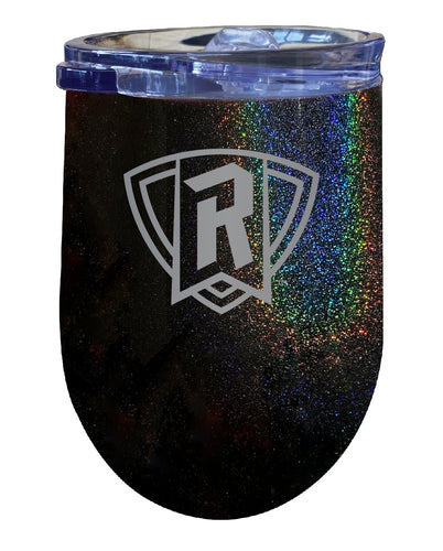 Radford University Highlanders NCAA Laser-Etched Wine Tumbler - 12oz Rainbow Glitter Black Stainless Steel Insulated Cup