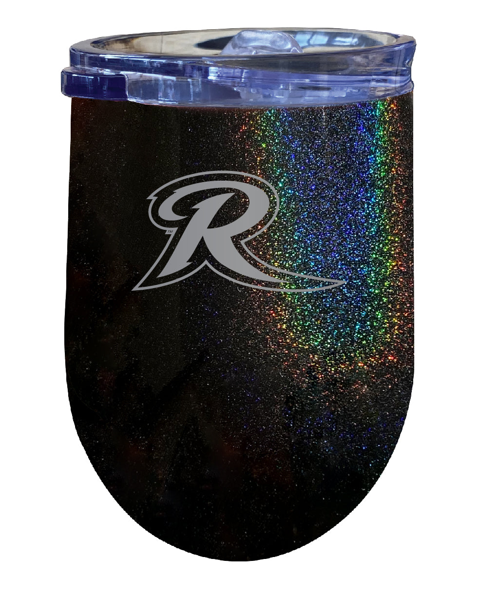 Rider University Broncs 12 oz Laser Etched Insulated Wine Stainless Steel Tumbler Rainbow Glitter Black