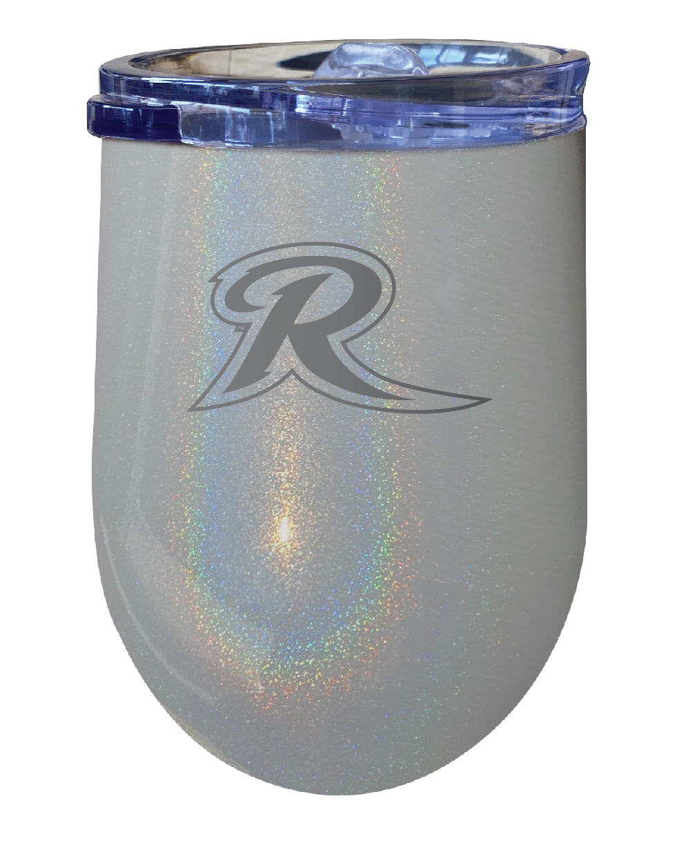 Rider University Broncs 12 oz Laser Etched Insulated Wine Stainless Steel Tumbler Rainbow Glitter Grey