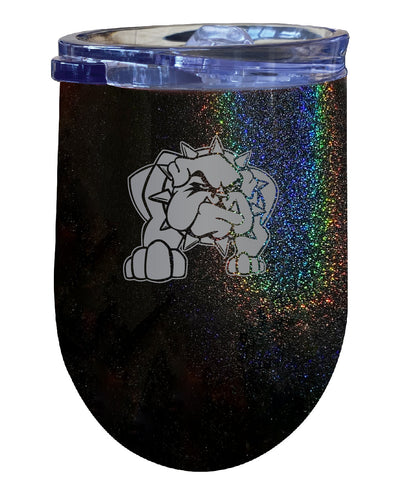 Southwestern Oklahoma State University NCAA Laser-Etched Wine Tumbler - 12oz Rainbow Glitter Black Stainless Steel Insulated Cup