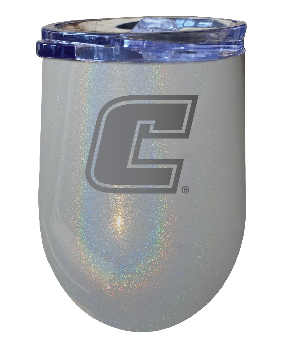 University of Tennessee at Chattanooga NCAA Laser-Etched Wine Tumbler - 12oz Rainbow Glitter Gray Stainless Steel Insulated Cup