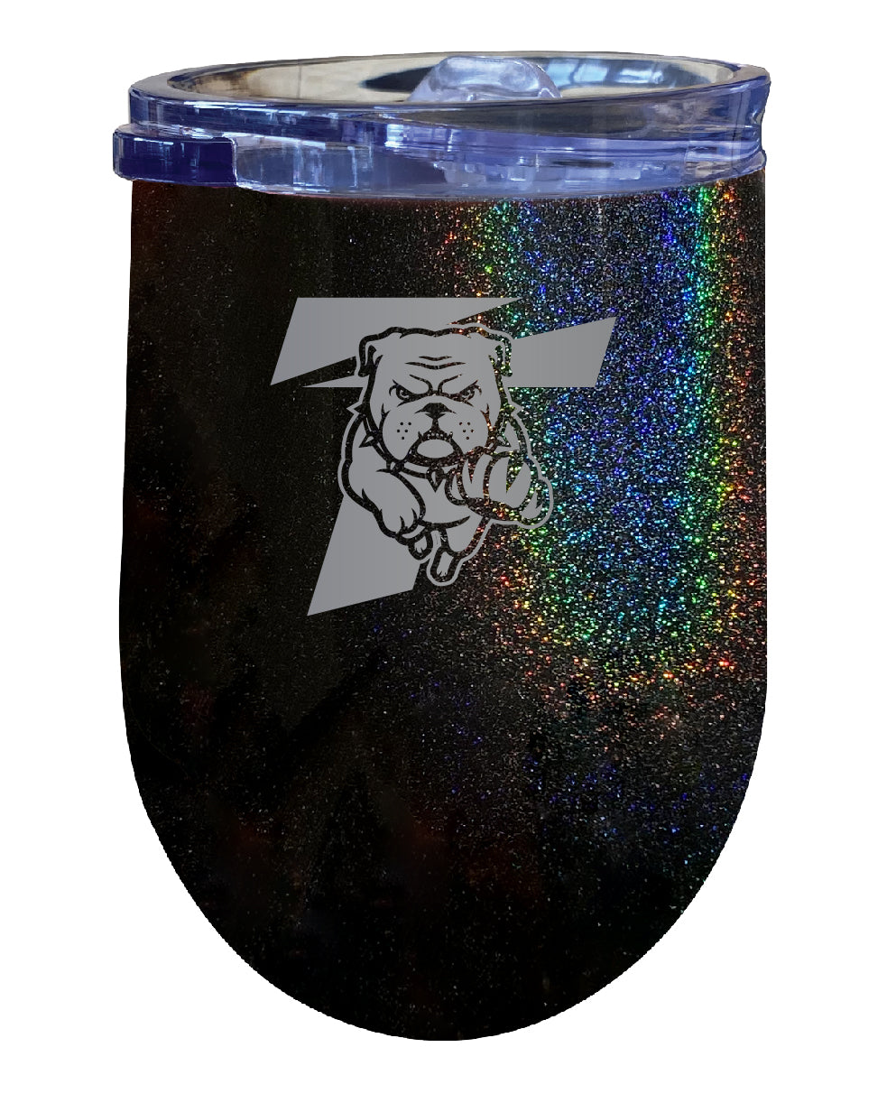 Truman State University 12 oz Laser Etched Insulated Wine Stainless Steel Tumbler Rainbow Glitter Black