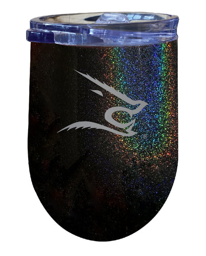 Texas A&M Kingsville Javelinas NCAA Laser-Etched Wine Tumbler - 12oz Rainbow Glitter Black Stainless Steel Insulated Cup