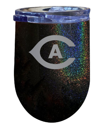 UC Davis Aggies NCAA Laser-Etched Wine Tumbler - 12oz Rainbow Glitter Black Stainless Steel Insulated Cup