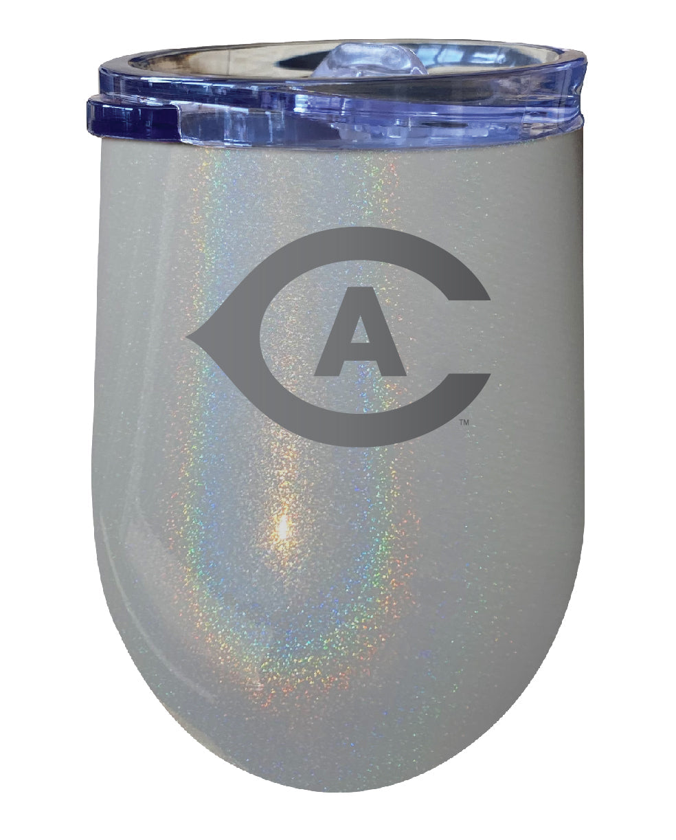 UC Davis Aggies NCAA Laser-Etched Wine Tumbler - 12oz Rainbow Glitter Gray Stainless Steel Insulated Cup