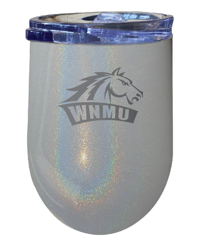 Western New Mexico University NCAA Laser-Etched Wine Tumbler - 12oz Rainbow Glitter Gray Stainless Steel Insulated Cup
