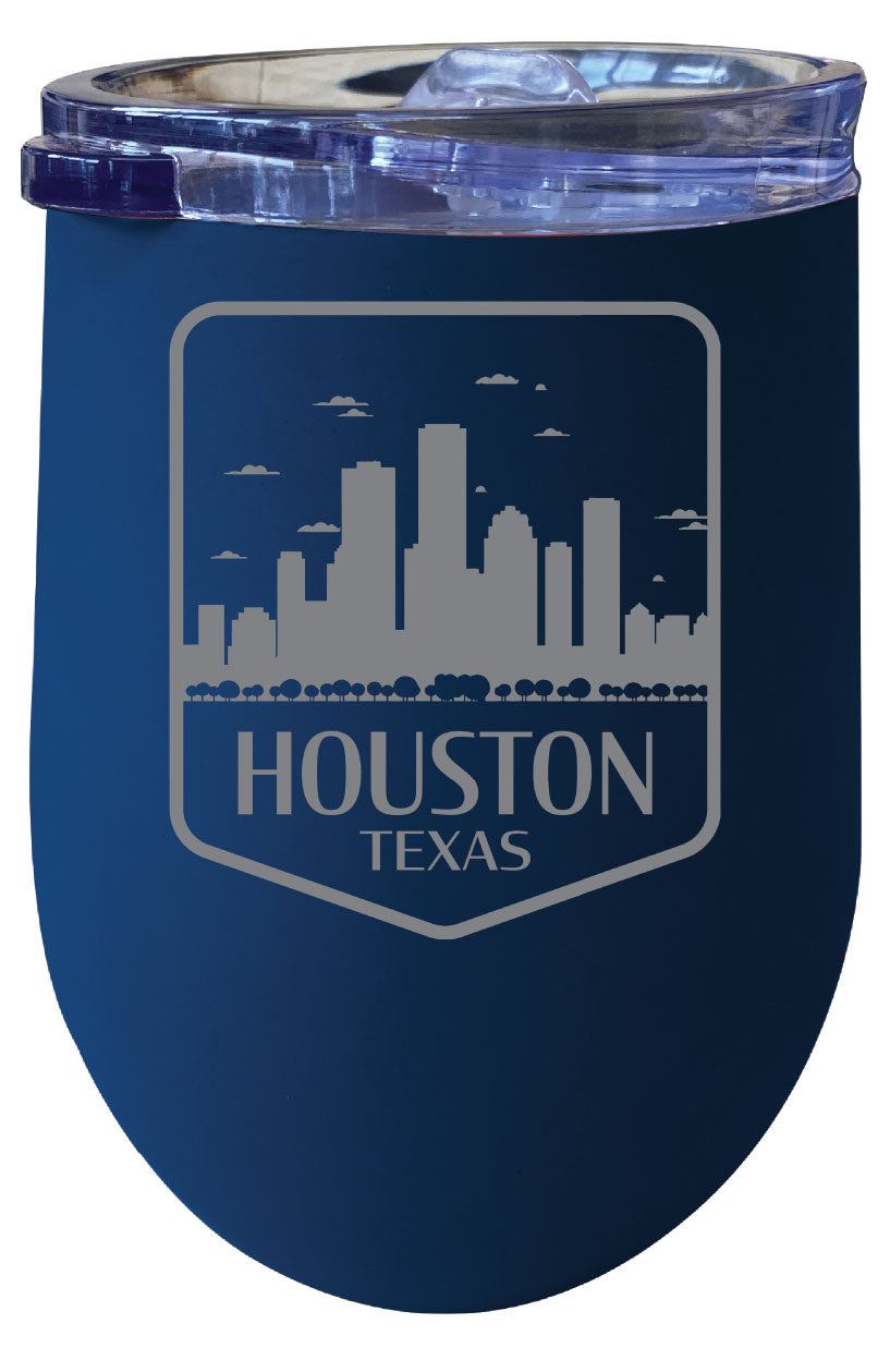 Houston Texas Souvenir 12 oz Engraved Insulated Wine Stainless Steel Tumbler