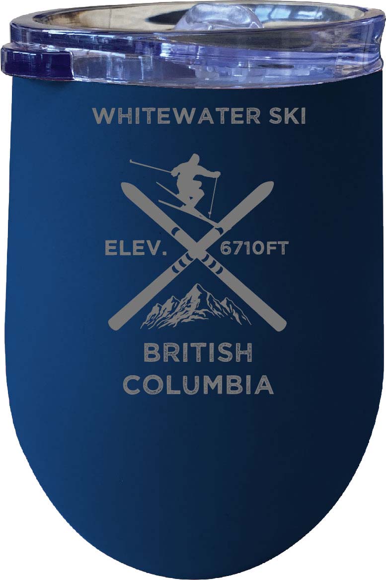 Whitewater Ski British Columbia Ski Souvenir 12 oz Laser Etched Insulated Wine Stainless Steel Tumbler