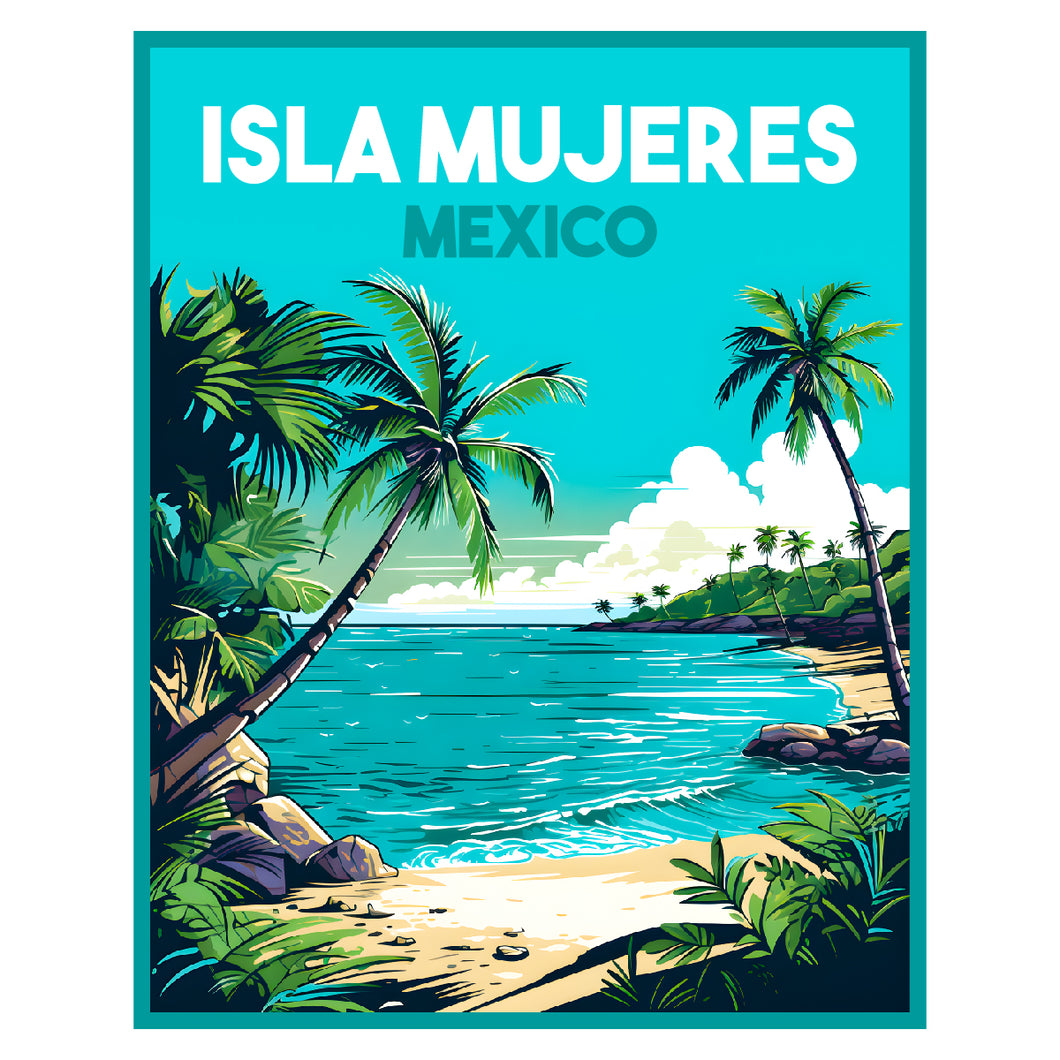 Exclusive Isla Mujeres Mexico Collectible - Vintage Travel Poster Art