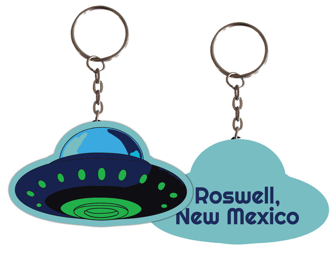 Roswell New Mexico Alien UFO Spaceship Metal Keychain