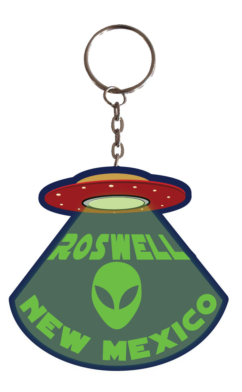 Roswell New Mexico Alien UFO Spaceship I Believe Metal Keychain