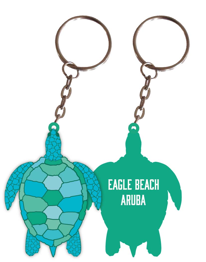 Eagle Beach Aruba Turtle Metal Keychain