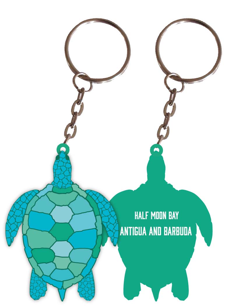 Half Moon Bay Antigua And Barbuda Turtle Metal Keychain