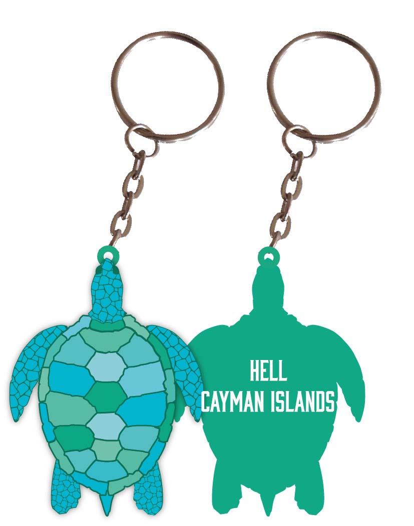 Hell Cayman Islands Turtle Metal Keychain