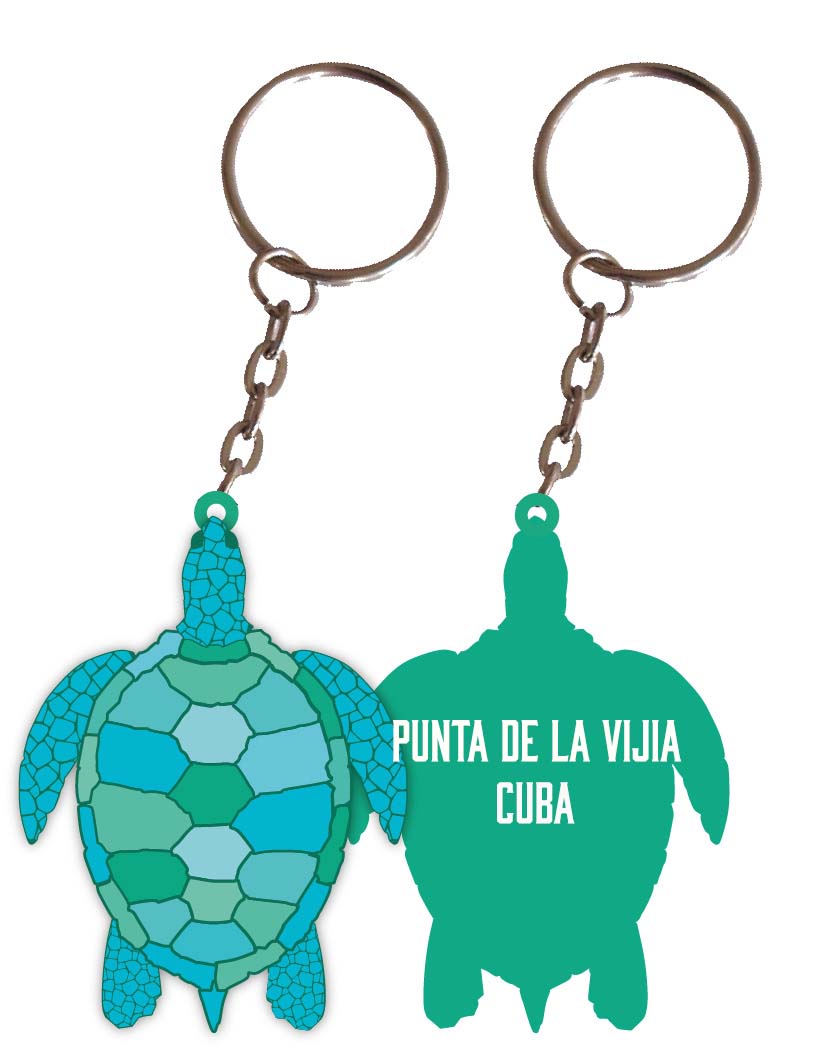 Punta De La Vijia Cuba Turtle Metal Keychain