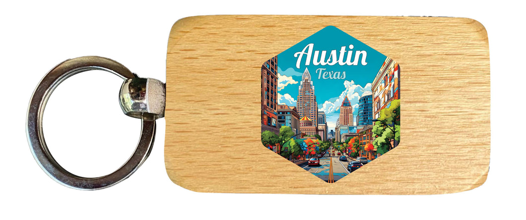 Austin Texas Design B Souvenir 2.5x1-Inch Souvenir Wooden Keychain