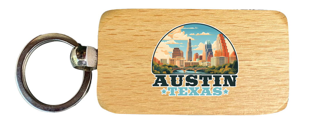 Austin Texas Design C Souvenir 2.5x1-Inch Souvenir Wooden Keychain